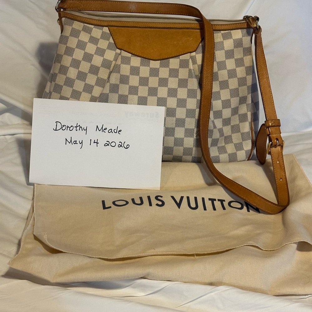 Louis Vuitton Damier Azur Crossbody in Beige and Tan Leather Trim